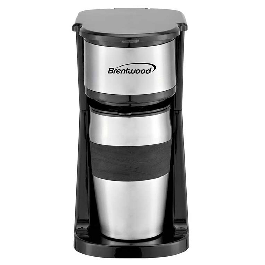 Brentwood Portable Single Serve Coffee Maker with 14oz Travel Mug in